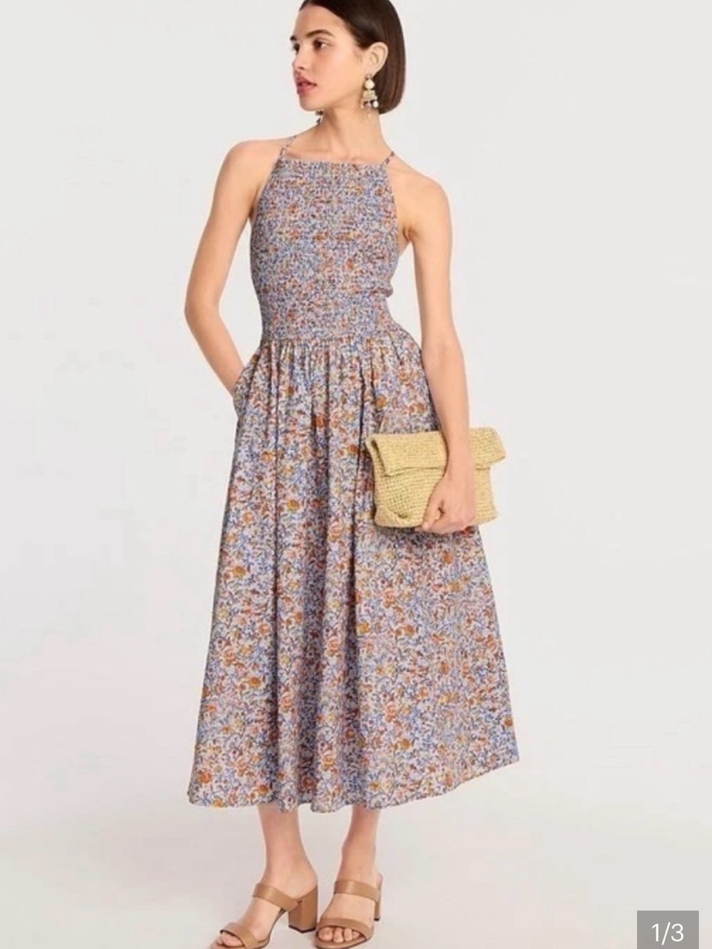 J. Crew Lavender Floral Halter Midi Dress